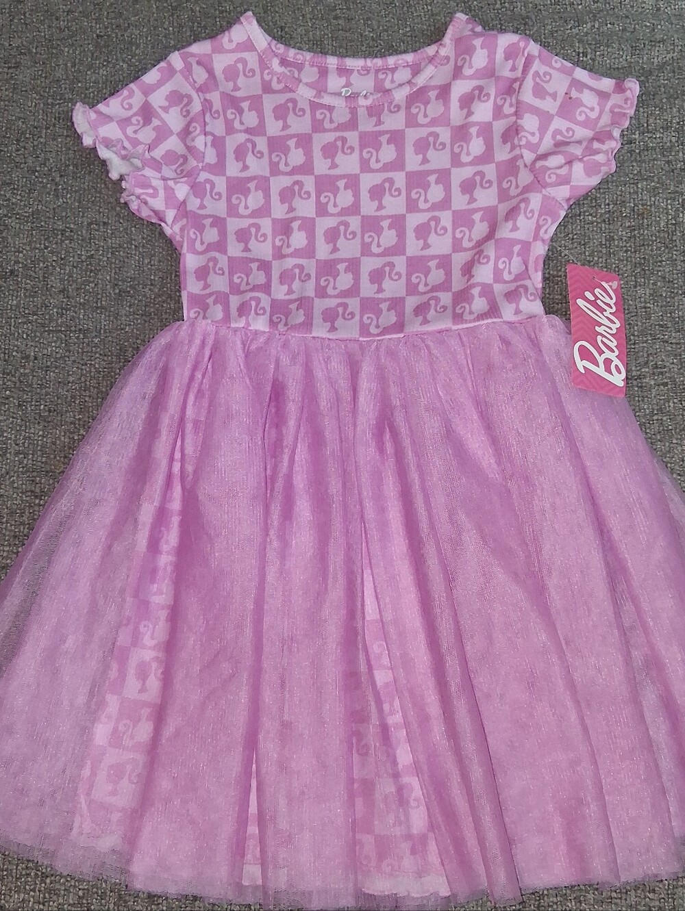 Barbie Girls All Over Print Tulle Dress Size M 7/8